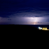 Lightning strikes over Lewinnick Lodge, Newquay, Cornwall