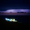 Lightning strikes over Lewinnick Lodge, Newquay, Cornwall
