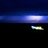 Lightning strikes over Lewinnick Lodge, Newquay, Cornwall