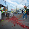 Once the cheeks have been pierced, the men parade through Phuket Town for several kilometres followed by blessings and lots of firecrackers!